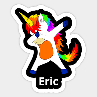 Eric First Name Personalized Dabbing Unicorn Sticker